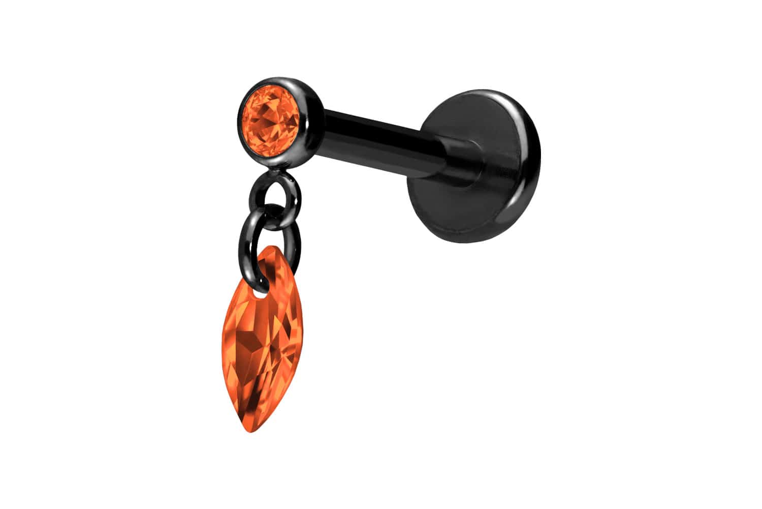 Titan Labret Piercing mit Push Fit KRISTALLOVAL